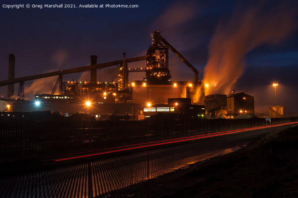 Redcar Steelworks at night  Picture Board by Greg Marshall