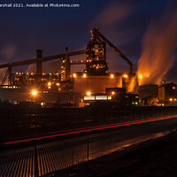 Buy canvas prints of Redcar Steelworks at night  by Greg Marshall