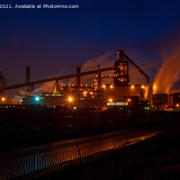 Buy canvas prints of Redcar Steelworks at night  by Greg Marshall