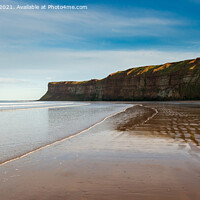 Buy canvas prints of Saltburn Hunt Cliff and beach at sunset by Greg Marshall