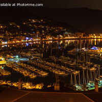 Buy canvas prints of Port dé Sóller Mallorca town and marina at night  by Greg Marshall