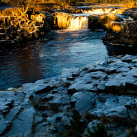 Buy canvas prints of Low Force Waterfall on River Tees Winter Sunset  by Greg Marshall