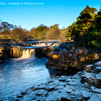 Buy canvas prints of Low Force Waterfall on River Tees Winter Sunset   by Greg Marshall