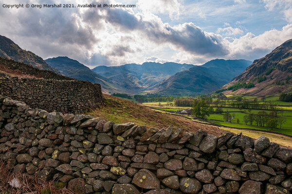 Langdale Valley in The Lake District Picture Board by Greg Marshall