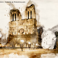 Buy canvas prints of Notre Dame Cathedral Watercolour  by Greg Marshall