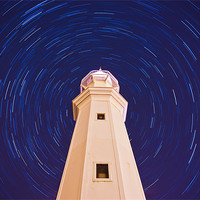 Buy canvas prints of Newhaven Lighthouse Startrails by Andrew Jack