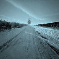 Buy canvas prints of Blue snow road by Kevin Dobie