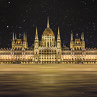 Buy canvas prints of Budapest Parliament Building At Night by Andrew Squires