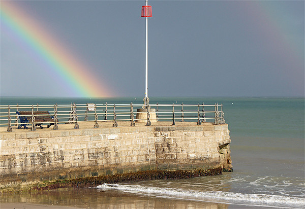 Rainbows on Swanage Bay Picture Board by Phil Wareham
