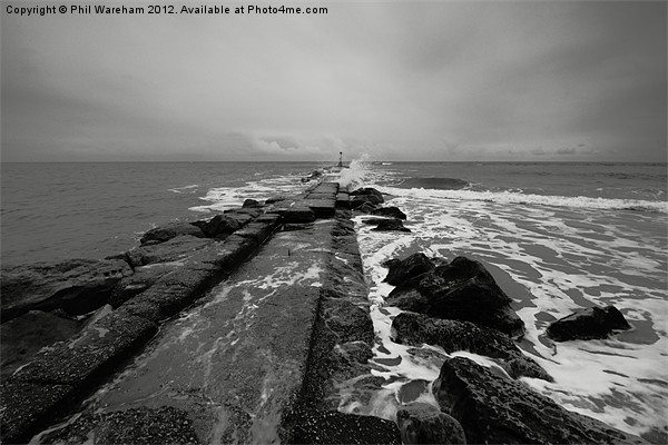 Black and White Breakwater Picture Board by Phil Wareham