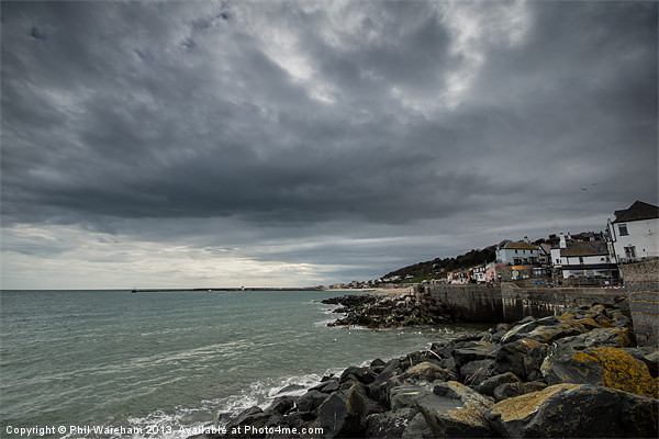 Lyme Regis under Stormy Skies Picture Board by Phil Wareham