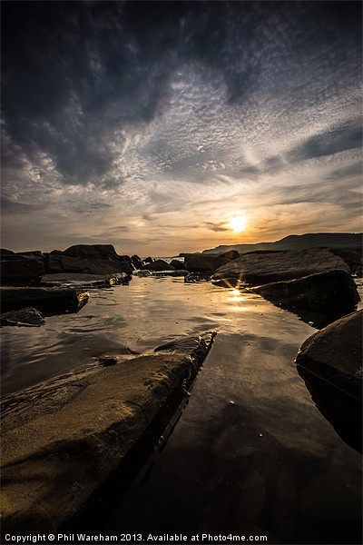 Sunset over a rock pool Picture Board by Phil Wareham