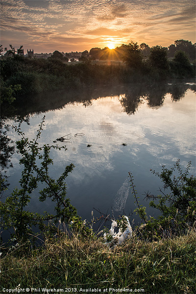 Sunrise over the riverbank Picture Board by Phil Wareham