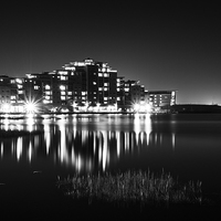 Buy canvas prints of Harbour Lights Black and White by Phil Wareham