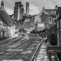 Buy canvas prints of Black and White Corfe Castle by Phil Wareham