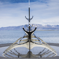 Buy canvas prints of Viking Longboat Sculpture Reykjavik by Phil Wareham
