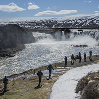 Buy canvas prints of Godafoss and Tourists by Phil Wareham