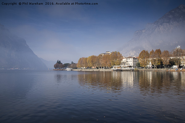 Lecco in the mist Picture Board by Phil Wareham