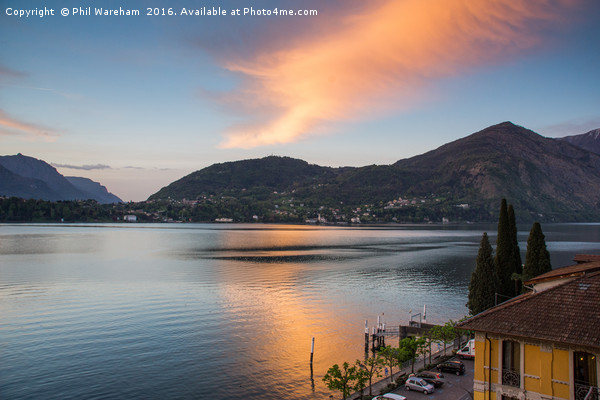 Sunrise over Lake Como Picture Board by Phil Wareham