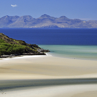 Buy canvas prints of Rhum from the White sands of Morar. by Jack Byers