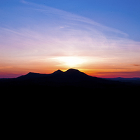 Buy canvas prints of The Eildon Hills at sunset by Keith Briggs