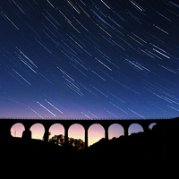 Buy canvas prints of  Leaderfoot Viaduct Star Trail by Keith Briggs