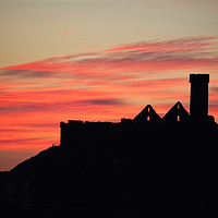 Buy canvas prints of Peel Castle Sunset Isle of Man by Julie  Chambers