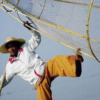 Buy canvas prints of  Burmese Fisherman by helene duerden
