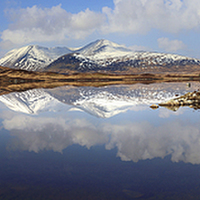 Buy canvas prints of Panorama on Lochan na H-Achlaise  by Donald Parsons