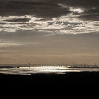 Buy canvas prints of The Severn Bridges at Sunset by David Tinsley