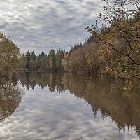 Buy canvas prints of Autumn Lake Reflections by David Tinsley