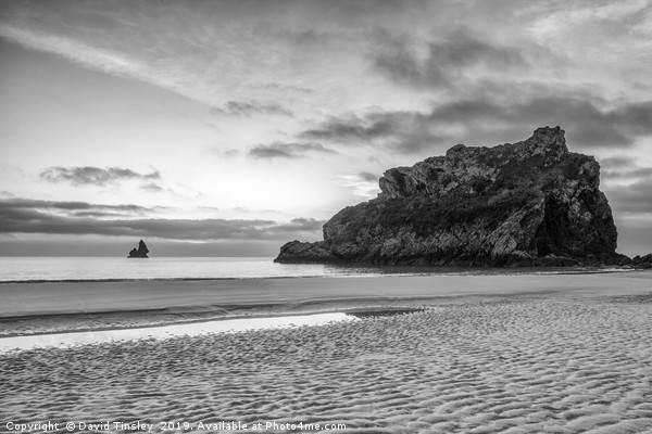 Broadhaven Beach in Monochrome Picture Board by David Tinsley