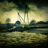 Buy canvas prints of Wind,water & a bridge by Andy dean