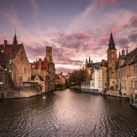 Buy canvas prints of Bruges Sunrise by Malcolm Wood