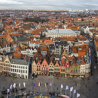 Buy canvas prints of Ariel View of Bruges by Malcolm Wood