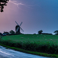 Buy canvas prints of Lightning Over Windmill by Malcolm Wood