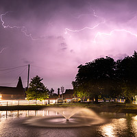 Buy canvas prints of Lightning Over Goudhurst Duckpond by Malcolm Wood