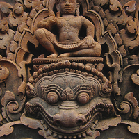Buy canvas prints of Banteay Srei Carving by Luke Newman