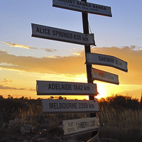 Buy canvas prints of  Banka Banka Signpost by Luke Newman