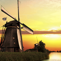 Buy canvas prints of Sunset over the windmill by Ankor Light