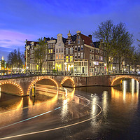 Buy canvas prints of Sunset and night time at Amsterdam by Ankor Light
