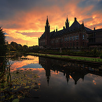 Buy canvas prints of Beautiful sunrise on the peace palace, seat of the by Ankor Light