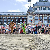 Buy canvas prints of first new year dip at Scheveningen, Netherlands by Ankor Light