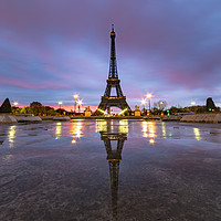Buy canvas prints of Sunrise on the Eiffel tower reflection by Ankor Light