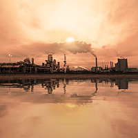 Buy canvas prints of Reflection of refineries and its chimney by Ankor Light