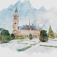 Buy canvas prints of Watercolor painting of the Peace Palace by Ankor Light