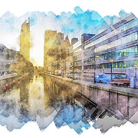 Buy canvas prints of Watercolors of the cityscape of The Hague by Ankor Light