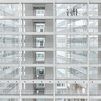 Buy canvas prints of Abstract meet up in the glass building by Ankor Light