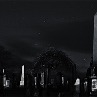 Buy canvas prints of Spooky Graveyard at night by Buster Brown