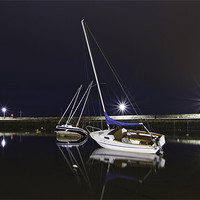 Buy canvas prints of Fisherrow Harbour at night by Buster Brown